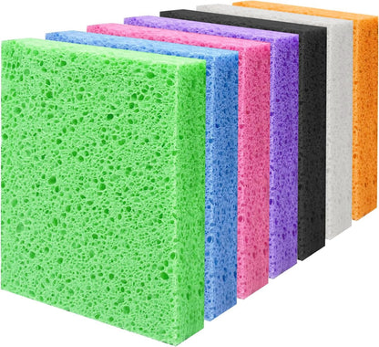 Cellulose Sponges, Large Size 4" x 6" x 1" - Heavy Duty Scrub Kitchen Sponge, Clean Tough Messes Without Scratching Kitchen Cleaning Pads, Pop Up Eco DIY (6 Pack), Green