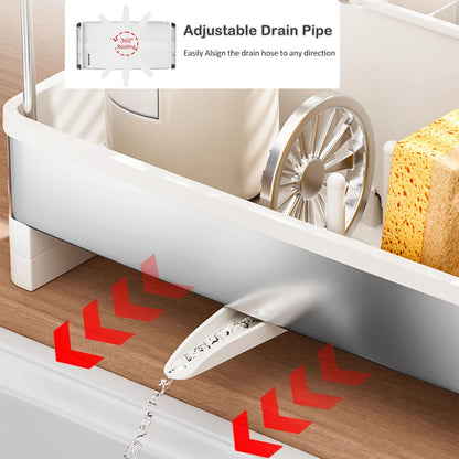 Sponge Holder for Kitchen Sink,Sink Caddy Organizer with Removable Brush Holder,Kitchen Countertop Soap Dispenser Storage with Detachable Towel Rack,Black