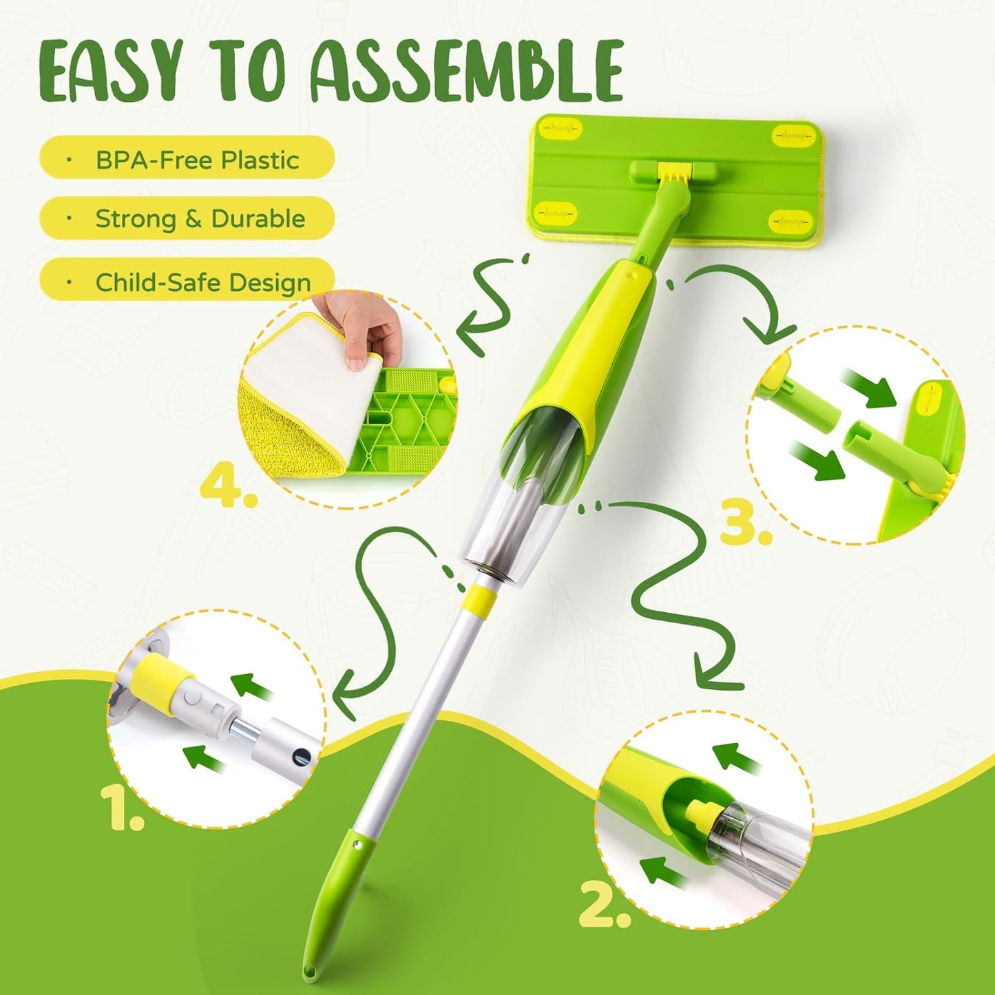 Toddler Spray Mop-Montessori Toys Mini Size Cleaning Mini Mop that Really Spray -Kid Pretend Play Toys Gift for Toddlers Girls Boys