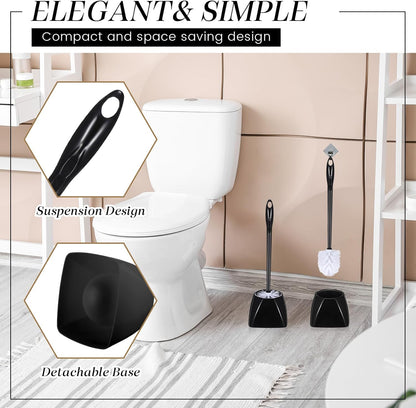 FoldTier 15 Sets Toilet Holder and Brush Set 16.14 Inch Toilet Bowl Cleaner Brush with Caddy Bathroom Scrub Plastic Scrubber with Long Handle for Bathroom Cleaning, Easy to Assemble (White)