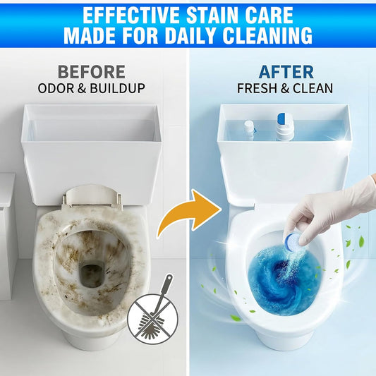 Toilet Bowl Cleaner Tablets -24 Count, Drop-In Toilet Tablets, Long-Lasting Slow Dissolve, Helps Reduce Limescale and Hard Water Stains, Deodorizing Blue Water Freshener for Easy Toilet Cleaning