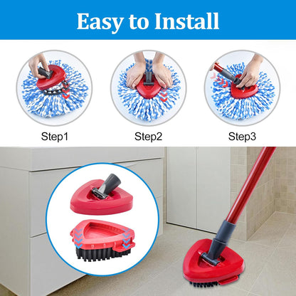Mop Heads Replacements for Ocedar, Mop Replace Head for O Cedar EasyWring 1-Tank Spin Mop, 6 Mop Heads Include 3 Microfiber Mop Refills, 2 Upgrade Scrubber Mop Head, 1 Mop Base for O-Cedar Mop