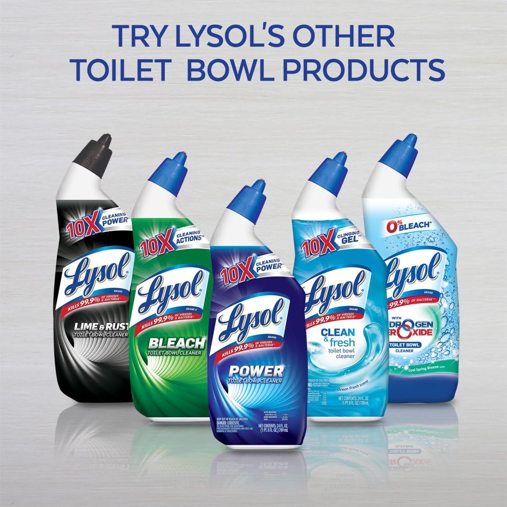 Lysol Power Toilet Bowl Cleaner Gel, For Cleaning and Disinfecting, Stain Removal, 24oz (Pack of 3)