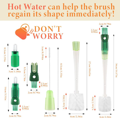 5 Pack Water Bottle Cleaner Brush Set for Hygiene Conscious People: 5 in 1 Removable Multifunctional Water Bottle Brush Cleaning Tools - Easily Cleans the Cup Mouth Lid Bottom and Straw