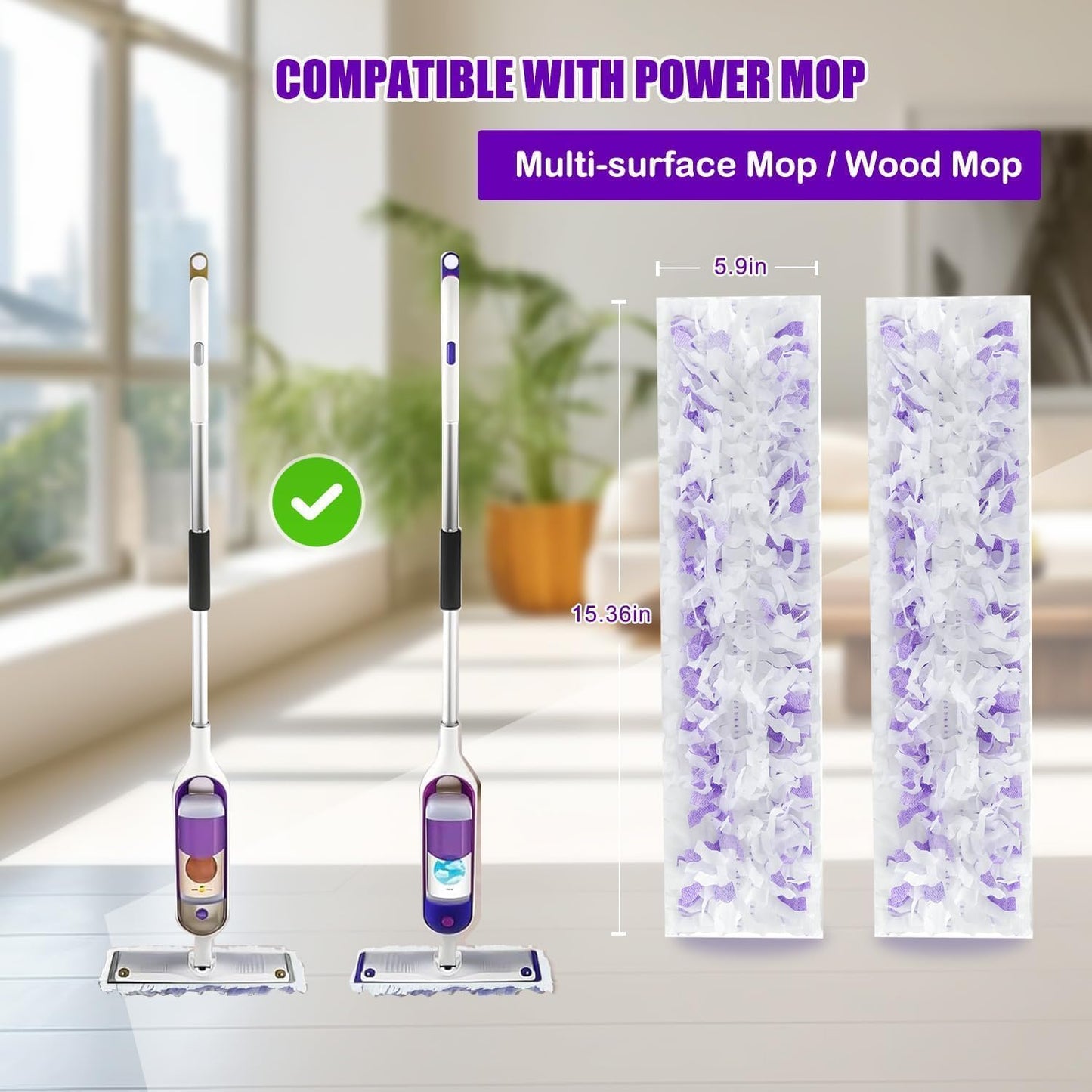 30 Pack Power Mop Pads Compatible with Swiffer Power Mop Refills, Disposable Multi-Surface Power Mop Refills for Swiffer Wet Pads Refill, Cleaning Supplies for Swiffer Power Mop Pads, Unscented