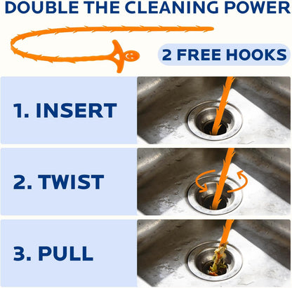Sink and Drain Cleaner Powder Kit: Fast-Acting Clogged Pipe Opener for Kitchen Bathroom Pipes and Floor Drains - Drain Clog Remover for Routine Home Plumbing Maintenance (400 g)