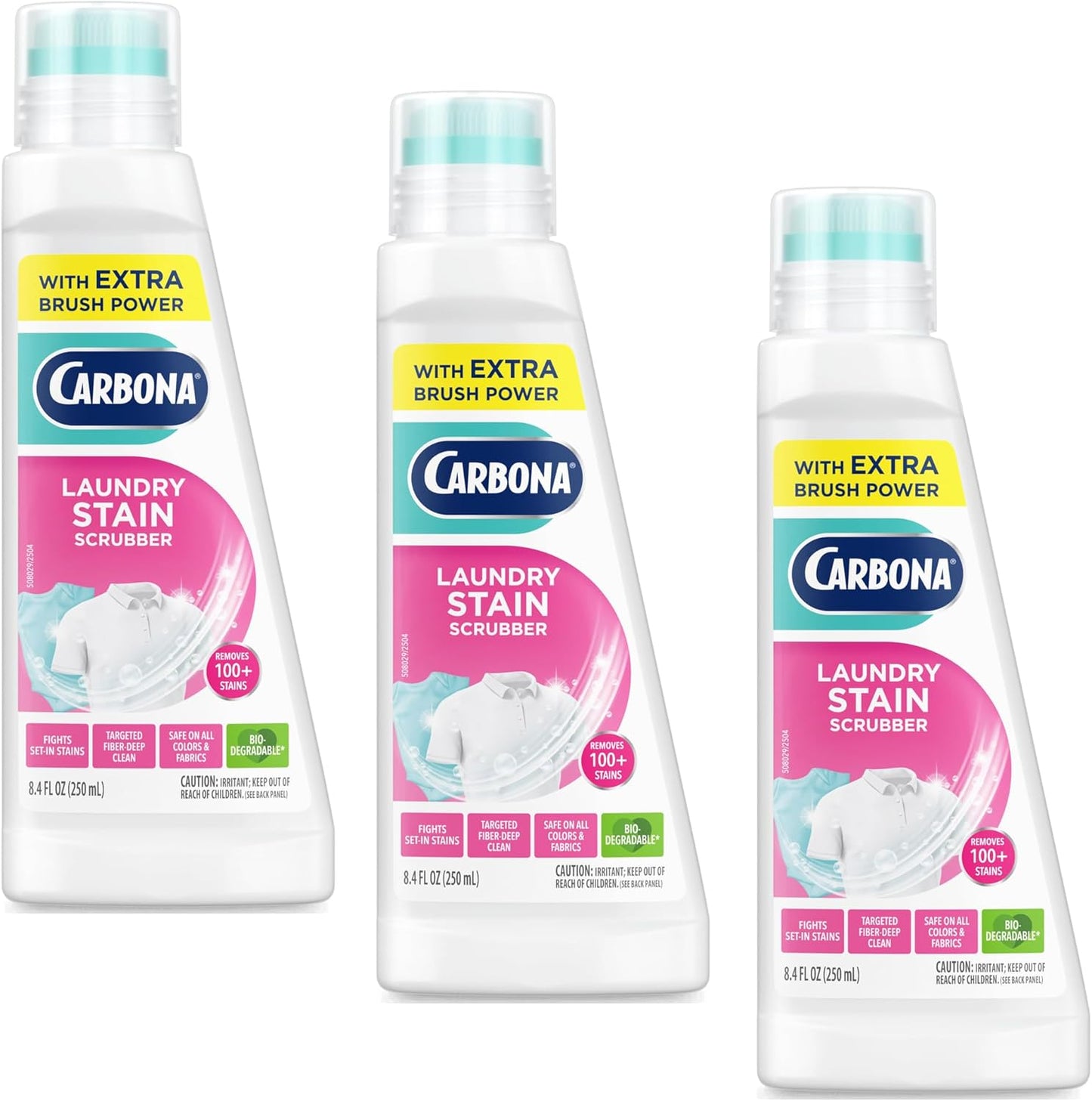 Carbona Laundry Stain Scrubber & Remover (8.4 Fl Oz), Extra-Strength Bio-Enzyme Formula, Brush-Top Applicator for Fiber-Deep Clean, Fast & Easy