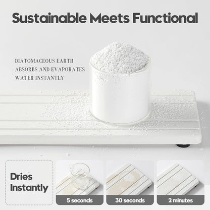 2PCS Water Absorbing Stone Drying Tray Mat for Bathroom Sink & Kitchen Counter Faucet Organizer, Quick Dry Dish Rack Soap Dispenser Sponge Holder, Vanity Sink Caddy Bar Coaster, Ivory White 8“x 4”