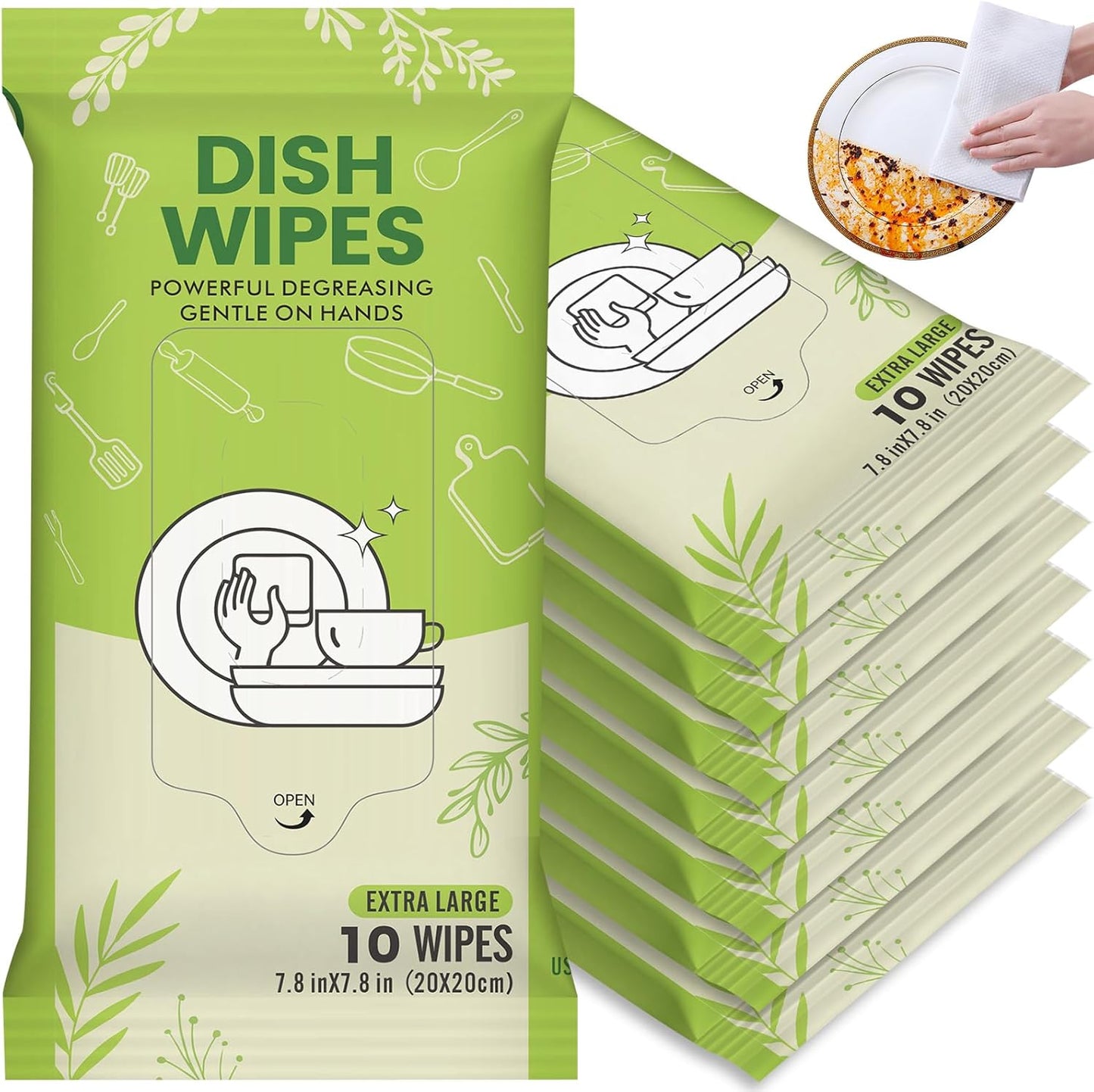 Creatyi 4 Pack Dish Wipes Camping Dish Wipes Travel Dish Soap Camp Kitchen Wipes Portable Cleaning of Plates, Bowls, Tableware and Ktchenware for Travel Camping (40 PCS)
