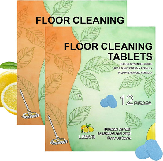 24PCS Floor Cleaner Tablets Hard Floor Cleaner Tablets,Powerful Floor Cleaner Cleaning Solution for Tile, Vinyl, Hardwood,Compatible with Robot Mops & Wet/Dry Vacuums, Lemon Scented