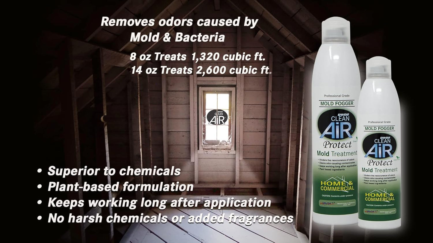 DWD2 Protect™ Home & Commercial Mold-Treatment Plant-Based Mold-Odor Remover Fogger Treatment - eco-friendly solution for a safer and healthier living and working space (8 oz.)