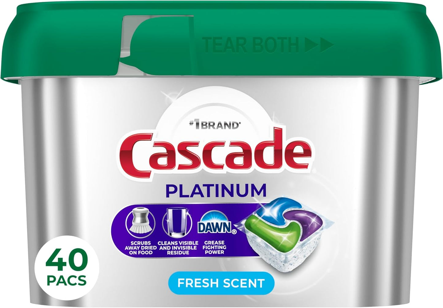 Cascade Platinum Dishwasher Pods, Dishwasher Detergent, Dish Detergent Soap, Fresh, 12 count