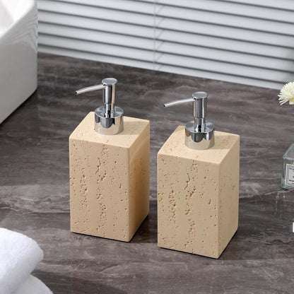 Soap Dispenser 420ML 14OZ, 2pcs Luxurious Hand Dish Soap Dispenser Set, Refillable Lotion Bottle with Rustproof Pump for Bathroom Countertop Kitchen Sink (Off White)