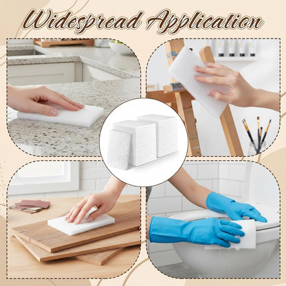60 Pcs White Scrubbing Pads Light Duty Non Scratch Scouring Pads Multipurpose Non Woven Scouring Sponge Abrasive Multi Surface Scrubber for Cleaning Polishing Home (4 x 6 Inch)