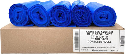 Ultrasac Heavy Duty 55 Gallon Clear Trash Bags - (Value 50 Pack) - 1.2 MIL equivalent Industrial Strength Plastic 37" x 54" for 50-55 Gal Cans -Fits Toter, Rubbermaid Brute, Carlislie Bronco etc.