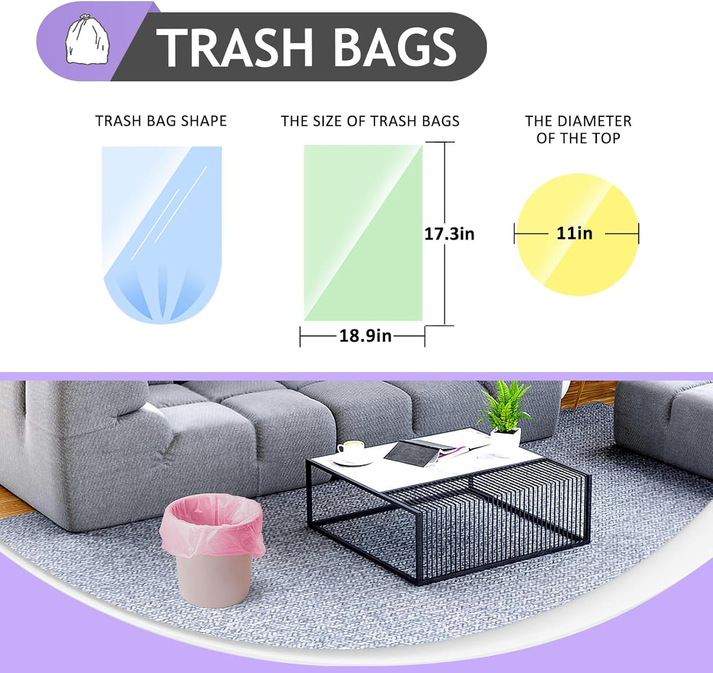Teivio Large Clear Trash Bags 55-60 Gallon 20 Counts Fit 50,55,60,Gal All Purpose Garbage Bags, Extra Large Lawn and Leaf Bags Outdoor Trash Can Liner, Drum Liners, Workshops, Backyard