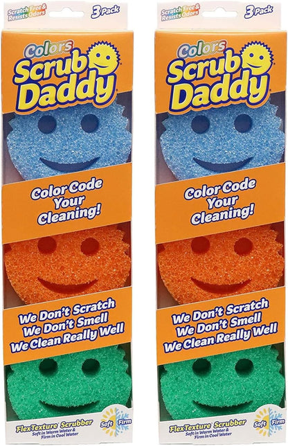 Scrub Daddy Colors Kitchen Sponges - Scratch-Free Dishwashing Sponges & Sponge for Kitchen Sink, Bathroom & Household Cleaning - BPA-Free Polymer Foam (3 Count)
