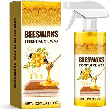 Beeswax Wood Polish Spray, Bees Wax Furniture Polish and Cleaner with Sponge & Towel, Wood Cleaner for Floors, Cabinets, Tables, Doors, Laminate and Finished Wood Surfaces, Citrus Scent, 120ML