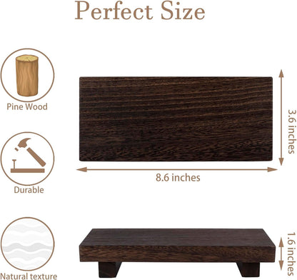 zoocatia Small Wood Tray Pedestal Stand Farmhouse Bathroom Decor Decorative Wooden Riser Kitchen Soap Dish Holder for Vanity, Counter, Sink, 9" x 5.9" - Black