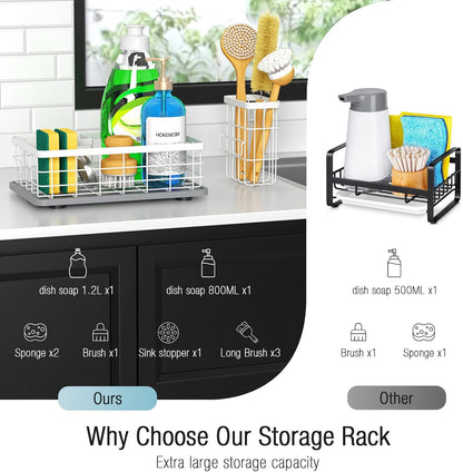 Kitchen Sink Caddy Organizer, [Stay-Dry Anywhere & No Drainage Needed] Sponge Holder for Kitchen Sink Countertop,Stainless Steel with Rust-Resistant Coating-10.24" L x 6.5" W x 5.83" H
