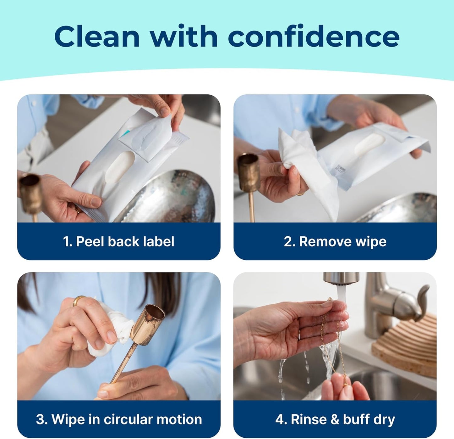 Carbona Silver Wipes | Metal Cleaner & Polish | 12 Wipes, 1 Pack