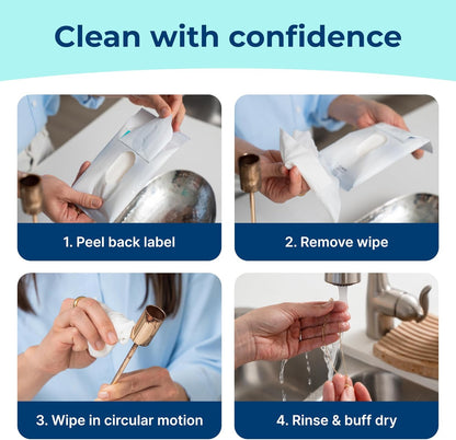 Carbona Silver Wipes | Metal Cleaner & Polish | 12 Wipes, 1 Pack