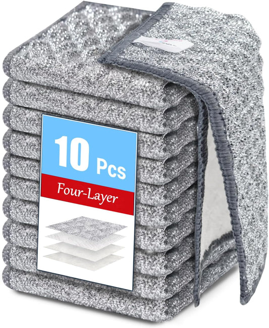 Wangjinpeng12 Pcs New Upgrade 3-Layer Metal Dish Cloths, Non-Scratch Odor-Free Multipurpose Wire Dishwashing Rags for Wet Dry Use, Kitchen Cleaning Cloths for Dishes, Sinks & Stove Tops(7.87X7.87)