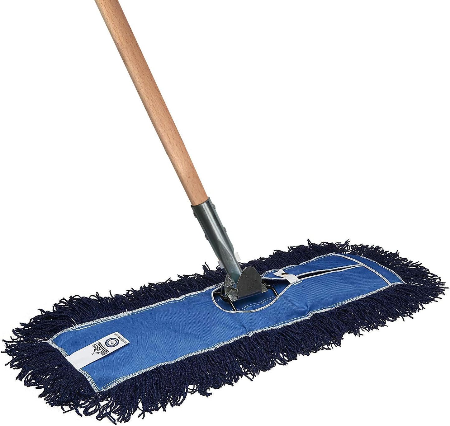 Nine Forty 24" Premium Nylon Dust Mop with Wood Handle - Heavy Duty Mop Head for Industrial, Commercial, and Residential Cleaning - Dry Floor Duster for Hardwood Surfaces and Commercial - Blue