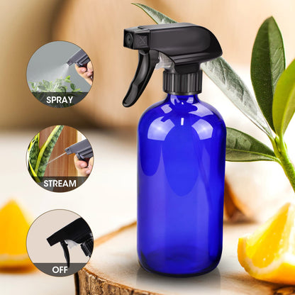 Wedama Amber Glass Spray Bottles, 16 oz Glass Spray Bottles for Cleaning Solutions and Essential Oils, Refillable Empty Spray Bottle with Adjustable Nozzles for Alcohol, Plant and Hair Care (1 Pack)