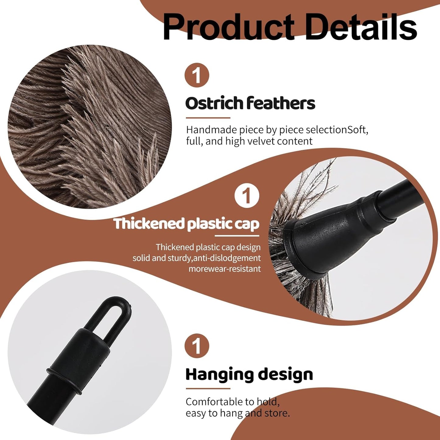 Extendable Cleaning Duster 94 Inch - Long Telescoping Ostrich Feather Dusters with Stainless Steel Extension Pole for High Ceiling Fan, High Ceilings,Roof Dusting
