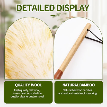 Extendable Lambswool Duster 25-64" Retractable Telescopic Handle Removable Head Multi-Surface Cleaning Tool for Ceiling Fans, Windows, High Walls, and Hard-to-Reach Areas (2pcs)