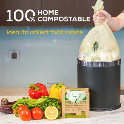 (Include 10 Bonus Bags) ANECO 100% Compostable Waste Bags 2.6 Gallon, Extra Thick Kitchen Small Compost Bags for Countertop Bin, 110 Count (100 + 10 Extra)