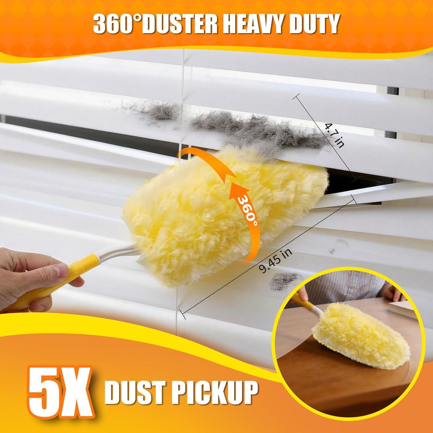 80 Count Duster Refills with 1 Short Handle & 3 ft Extendable Handle, Compatible with Swiffer Duster, 180° Disposable Microfiber Cleaning Dusters, Unscented