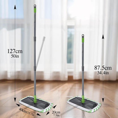 MASTERTOP Microfibre Flat Mop, Extended Wet Dry Large Floor Mop with 5 Reusable Pads & Telescopic Handle, Dust Mops for Laminate Wooden Hard Floor Vinyl Tile Floors Cleaning - Send 1 Cleaning Scraper