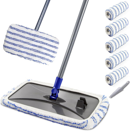 MASTERTOP Microfiber Mop - Flat Floor Mops Wet Dry Dust Mop with 4 Washable Pads & 52.4'' Stainless Steel Handle for Hardwood Laminate Tile Floor Cleaning