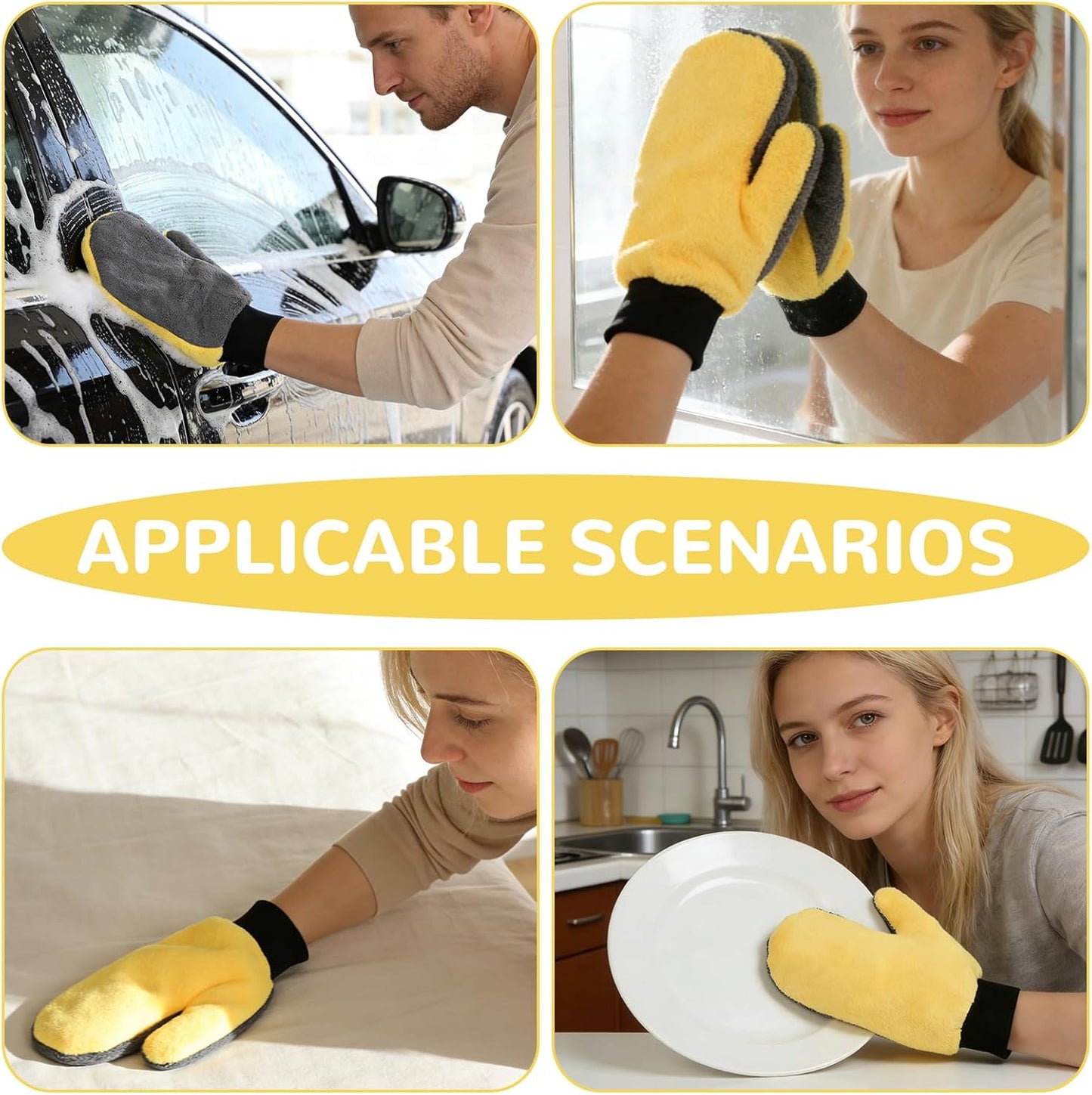 12 Pcs Paint Mitt Gloves Cleaning and Dusting Mitt with Thumb Painter and Decorating Gloves Reusable Coral Fleece Car Wash Mitt Deck Stain Applicator for Painter Decorators