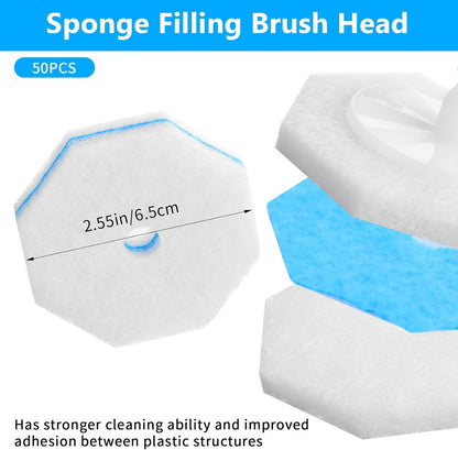 Kifmurase 100 Pcs Toilet Wand Refills Disposable Toilet Brush Replacement Heads, Disposable Sponge Refill Heads Household Cleaning Bathroom Cleaners Compatible with Most Toilet Brushes