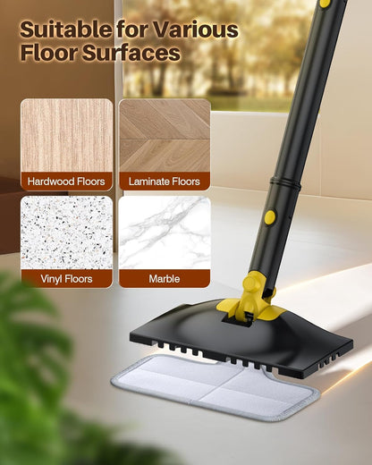 Cordless Electric Spin Mop with Water Sprayer, 300ml Tank Self-Propelled Floor Cleaner for Hardwood & Tile, Quiet Cleaning, Adjustable Handle, 2500mAh Long-Lasting Battery, Pink