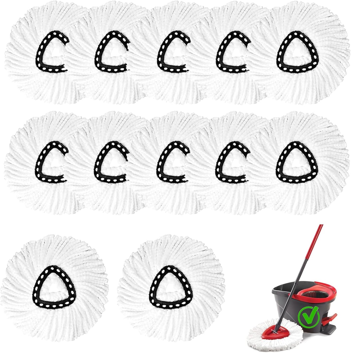 20Pack Spin Mop Replacement Heads,Spinning Mop Replace Head for Floor Cleaning, 100% Microfiber Mop Head Replacement Compatible with Triangle Spin Mop Refill for Easy Wring Mop,White