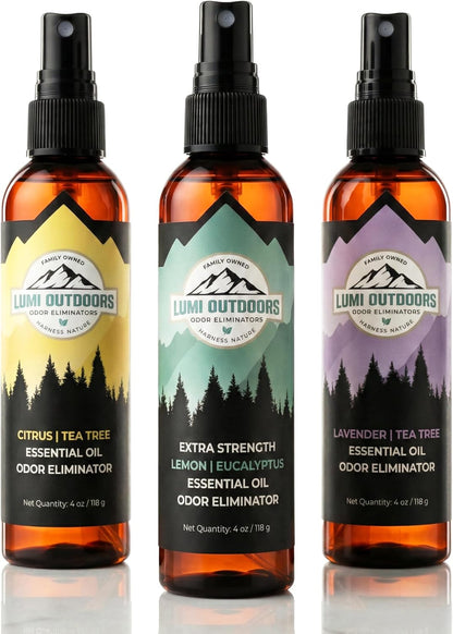 Lumi Outdoors Natural Shoe Deodorizer Spray (700+ Sprays) - Extra Strength Shoe Odor Eliminator for Smelly Shoes & Foot Odor - Replaces Shoe Balls & Inserts - Lemon Eucalyptus