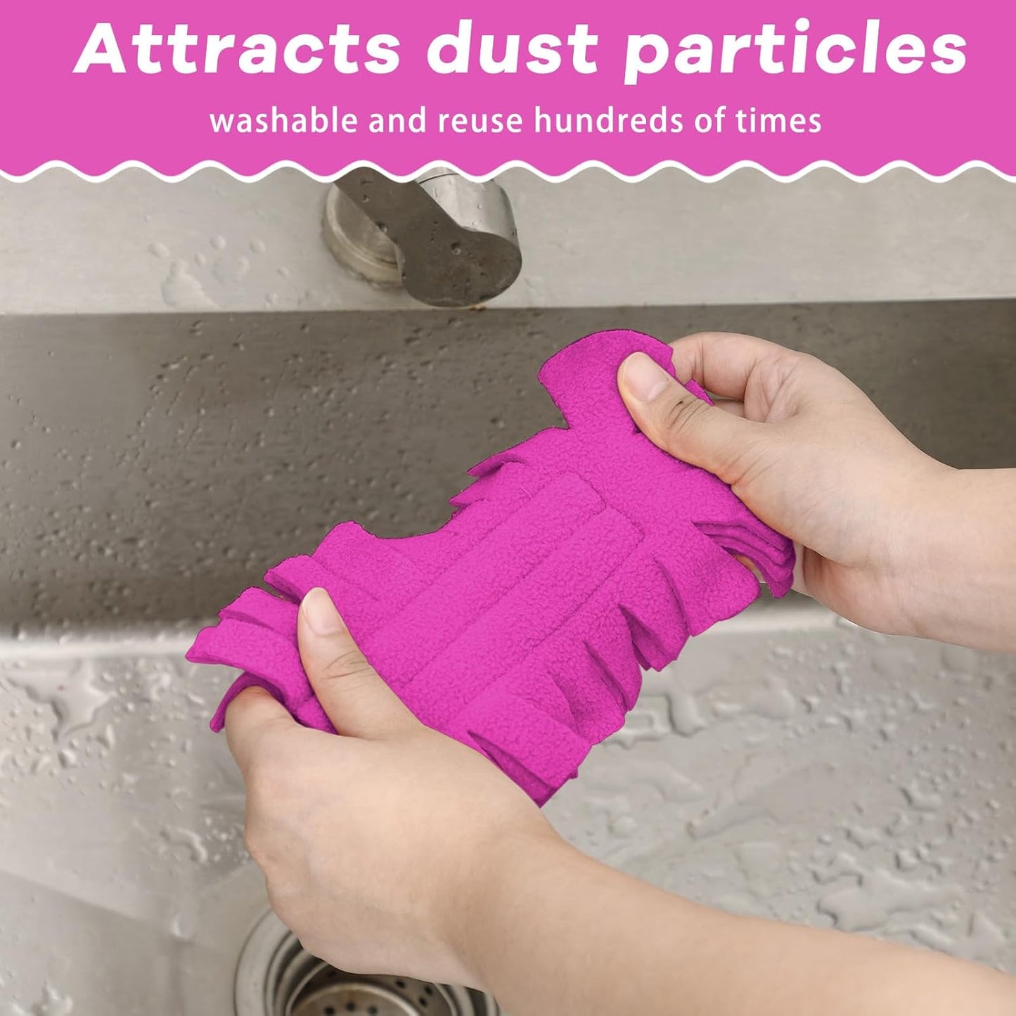 Zubebe 12 Pcs Duster Refill Reusable Fleece Duster Refills Feather Flat Dusters Multi Surface Washable Cleaning Pads Tools for Home, Blinds, Car, Pet, Furniture, Fans (Dark Color)