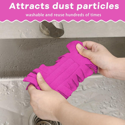Zubebe 12 Pcs Duster Refill Reusable Fleece Duster Refills Feather Flat Dusters Multi Surface Washable Cleaning Pads Tools for Home, Blinds, Car, Pet, Furniture, Fans (Dark Color)