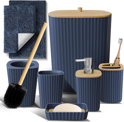 Clara Clark Bathroom Set - Sage Green Bathroom Accessories Set, 6PC Bathroom Accessory Set, Bathroom Sets with Toilet Brush, Trash Can & Soap Dispenser