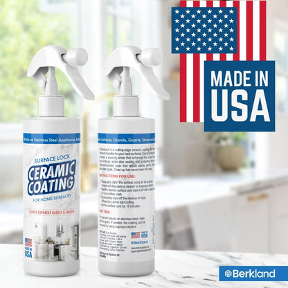 Surface Lock Ceramic Coating for Stainless Steel Appliances — Home Ceramic Spray That Shines, Seals & Protects, Repels Water & Stains, Fingerprint Protector for Kitchen Countertops & Bathroom, USA