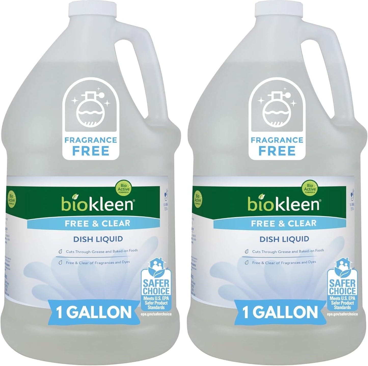 Biokleen Free & Clear Dish Soap - Dish Liquid, Dishwashing Cleaner, Eco-Friendly, Non-Toxic, Plant-Based, No Artificial Fragrance, Colors or Preservatives, Unscented