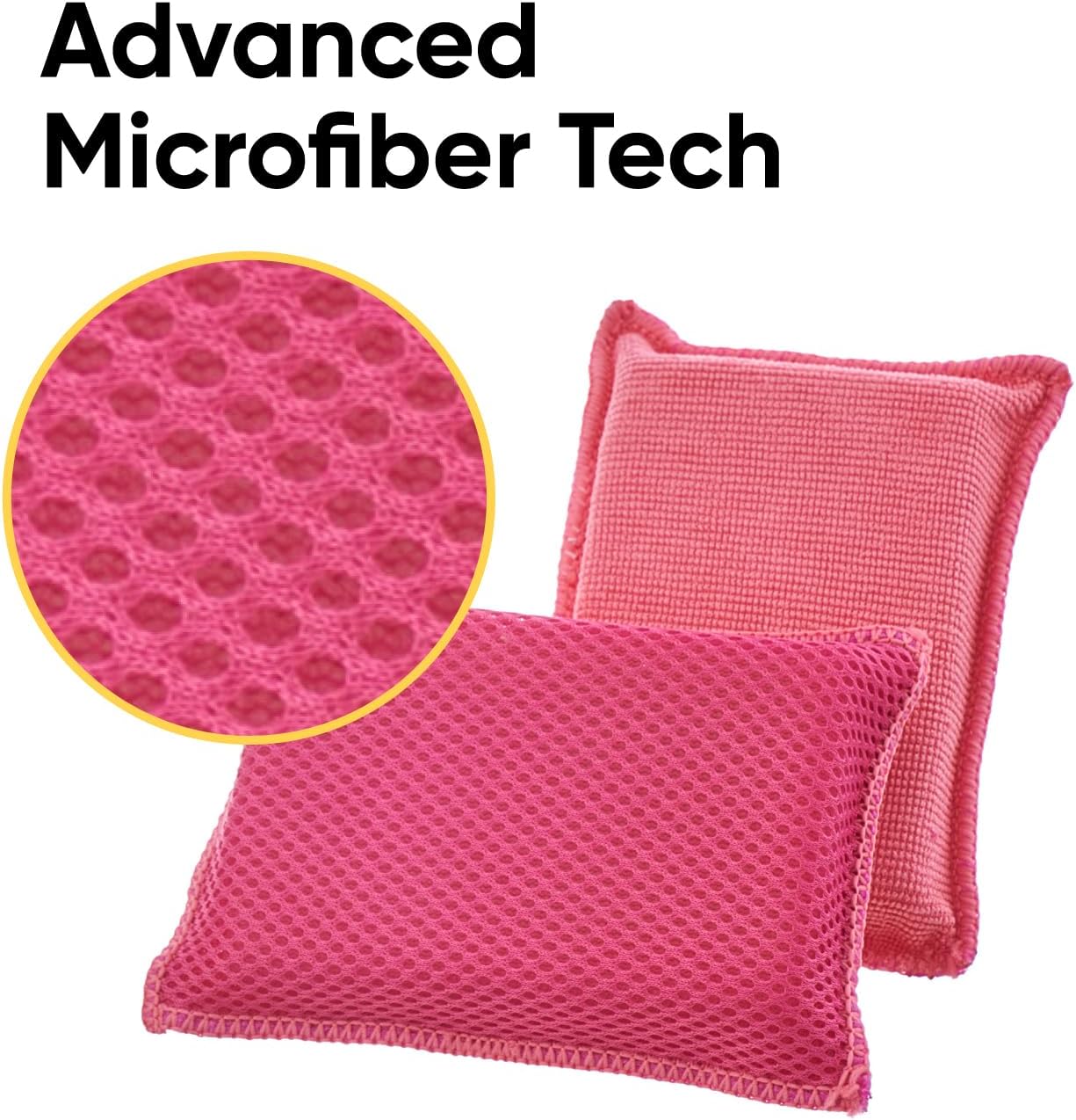 Superio Miracle Microfiber Sponges for Kitchen 3-Pack Red Yellow Blue, Kosher Non-Scratch Sponge Scrubber Heavy Duty Multi-Purpose Cleaning of Dishes, Pots, Pans and Counter tops, Machine Washable