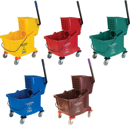 SPARTA Commercial Mop Bucket with Side Press Wringer, Floor Cleaning Essentials for Commercial and Home Use 26 Quart Capacity, 1 Count, Red