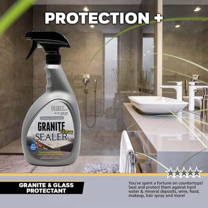 Flitz Granite & Glass Protectant - 16oz Bottle of USA-Made Granite Sealer and Glass Countertop Protector - Cleans & Prevents Liquid, Stains, & Others - Also Works on Marble & All Metals (1 Pack)