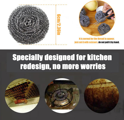 20 Pack Steel Wool Scrubbers, 2.36 Inch Stainless Steel Cleaning Pads, Heavy Duty Scouring Pads for Pots and Pans, Non-Scratch Kitchen Scrubber for Dishes, Grills, and Cookware