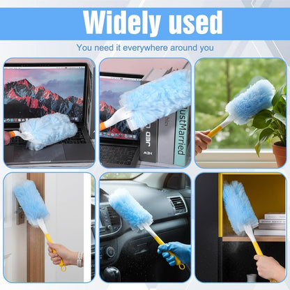 50 Count 360 Heavy Duty Disposable Duster Refills Compatible with Swiffer Multi Surface Feather Dusters Kit with 1 Short Handle and 1 Extenda Handle for Home Cleaning